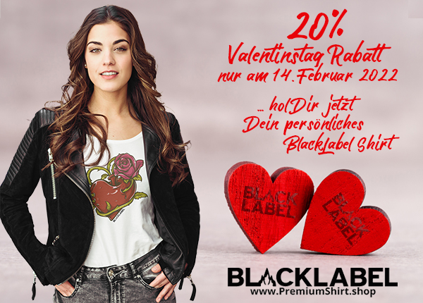 20% Valentinstag Rabatt auf das gesamte Sortiment auf www.PremiumShirt.shop am 14. Februar 2022